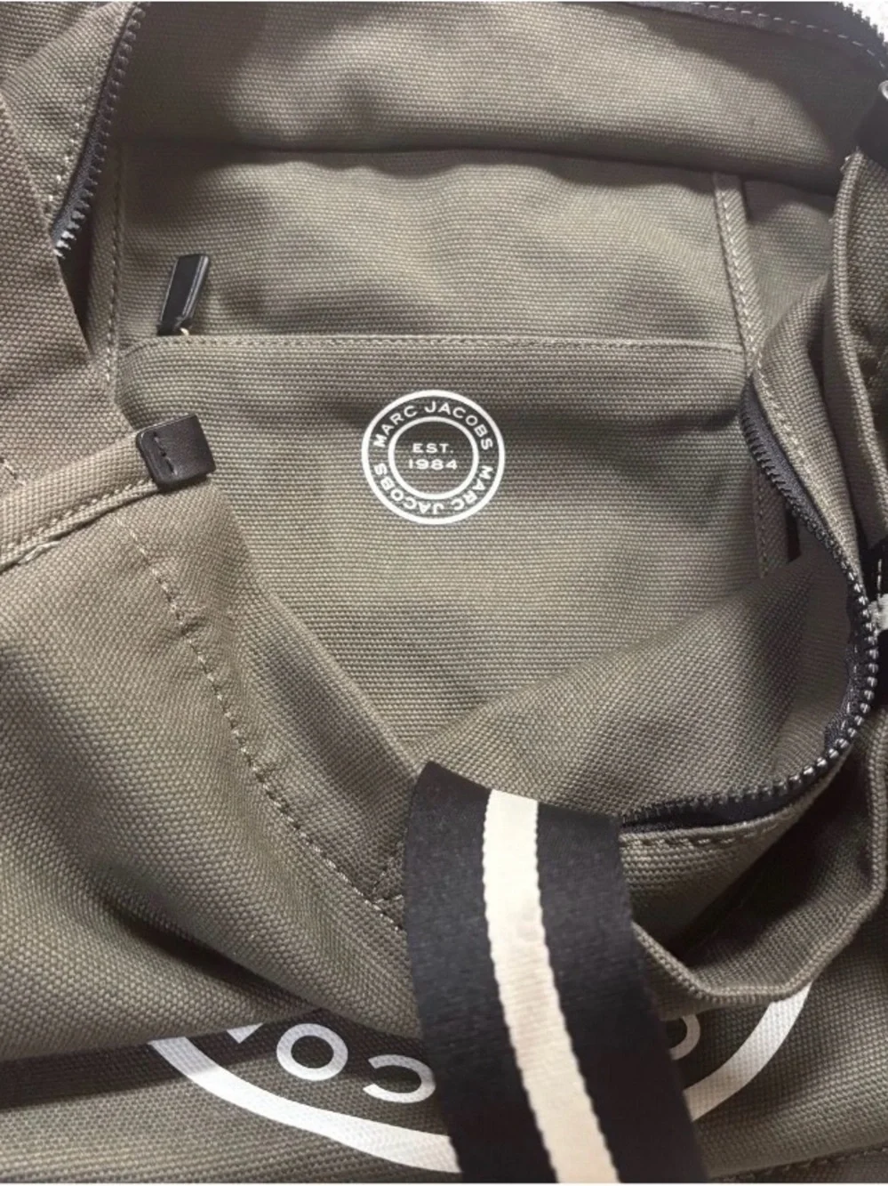 Marc Jacobs Olive Green Duffel Bag with White Logo
